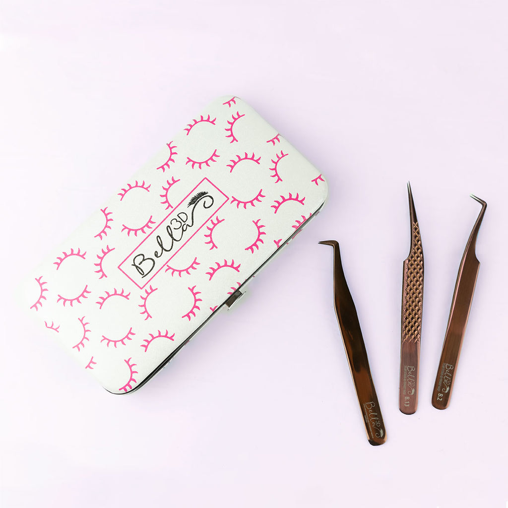 pink double sided magnetic tweezer case